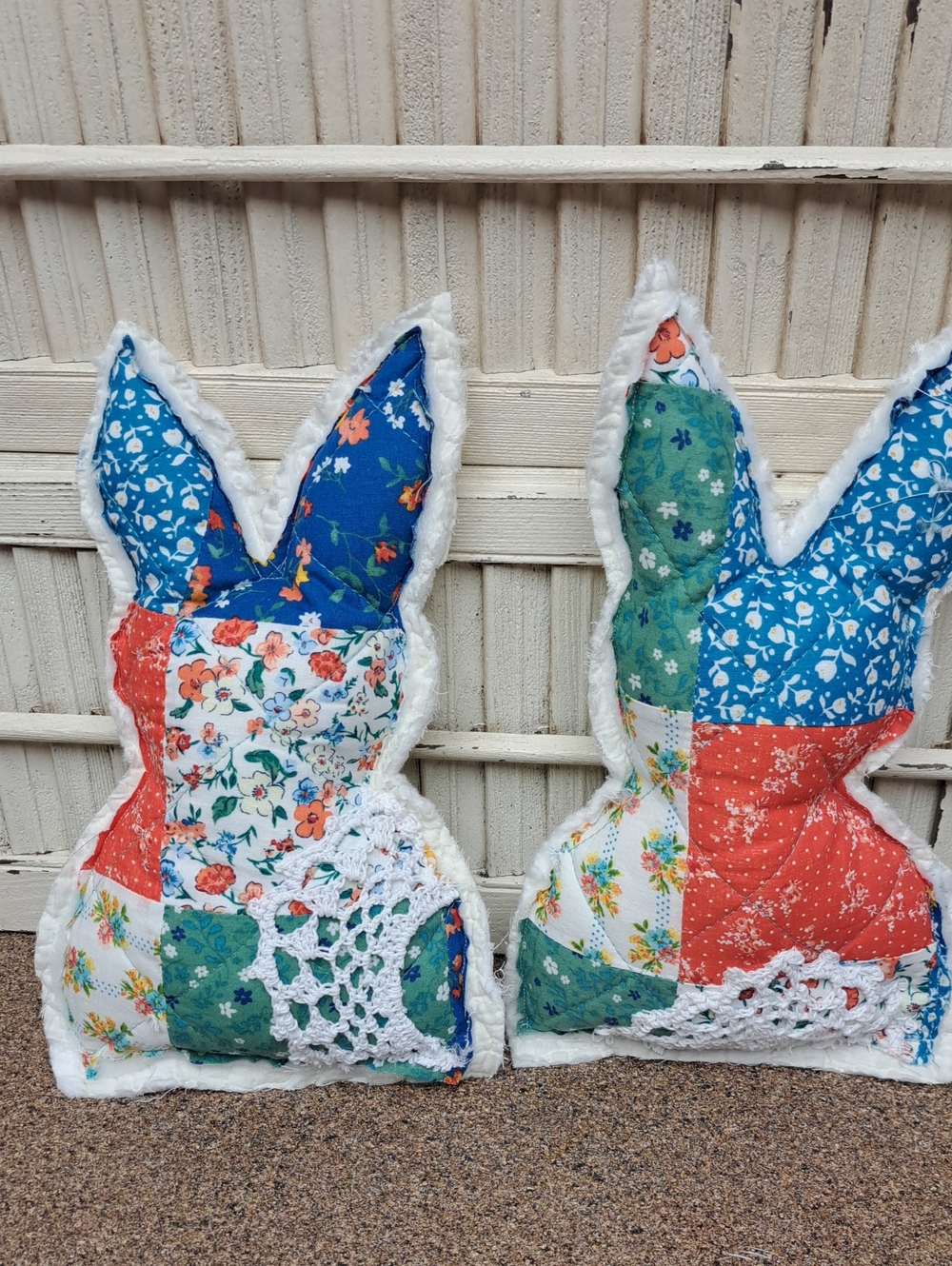 Patchwork Bunny Pillow Pair - Floral Multicolor